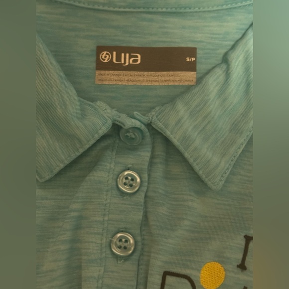 Preloved Lija Blue and Yellow I Heart Pickleball polo size small - Picture 5 of 6